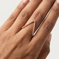 Apex Spark Ring | V-Shaped Crystal Ring for Women | Rose Gold Statement Ring