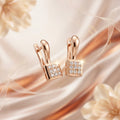 Auréve Crystal Cube Earrings in Gold Finish | Luxury Geometric Drop Earrings by VarnamAyira