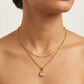 Aurora Layered Necklace | Double Layer Crystal Pendant Necklace