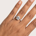 Aurora Solitaire Ring | Emerald-Cut Halo Crystal Ring for Women | Elegant Statement Ring