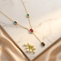 Aurora Gem Drop Stainless Steel Necklace for Women | Multicolor Crystal Pendant Necklace