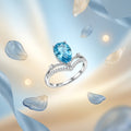 Azure Crown Ring | Silver Plated Blue Pear-Cut Crystal Ring for Women | Elegant Statement Ring