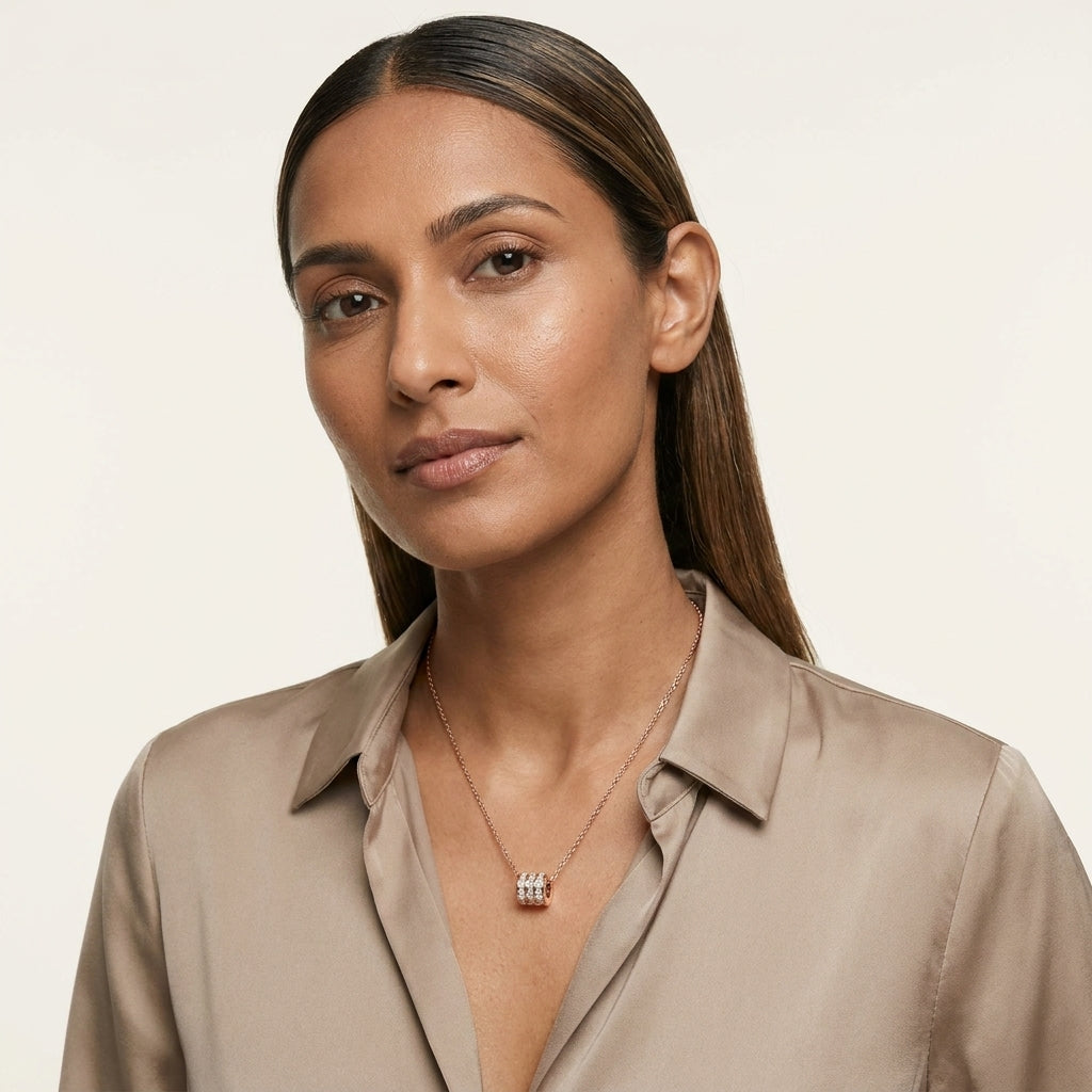 Celeste Barrel Necklace | Rose Gold Crystal Pendant Necklace for Women