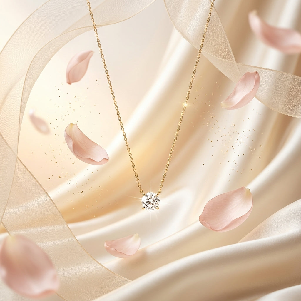 Celeste Solitaire Stainless Steel Necklace for Women | Classic Crystal Pendant Necklace