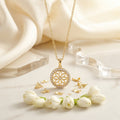 Celestial Bloom Necklace | Floral Crystal Pendant Necklace by VarnamAyira