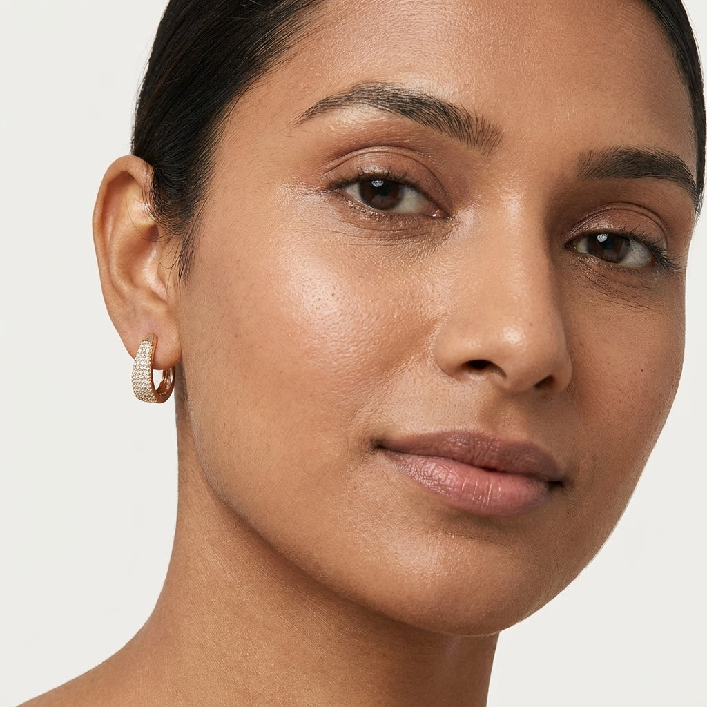 Celestine Pavé Hoop Earrings in Rose Gold Finish | Luxury Crystal Hoop Earrings by VarnamAyira