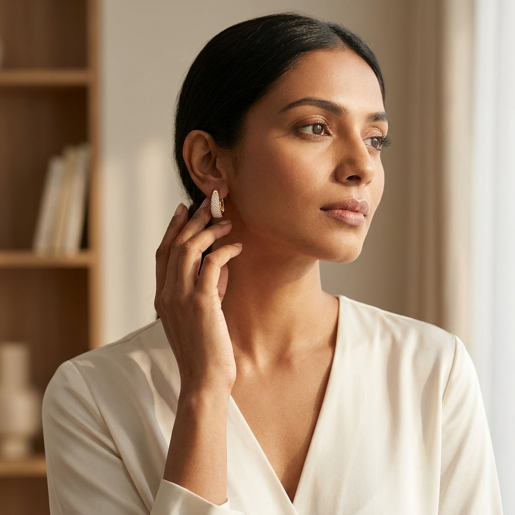 Celestine Pavé Hoop Earrings in Rose Gold Finish | Luxury Crystal Hoop Earrings by VarnamAyira