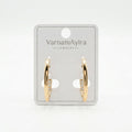 Élan Crystal Curve Earrings in Gold Finish | Minimal Luxury Hoop Earrings by VarnamAyira