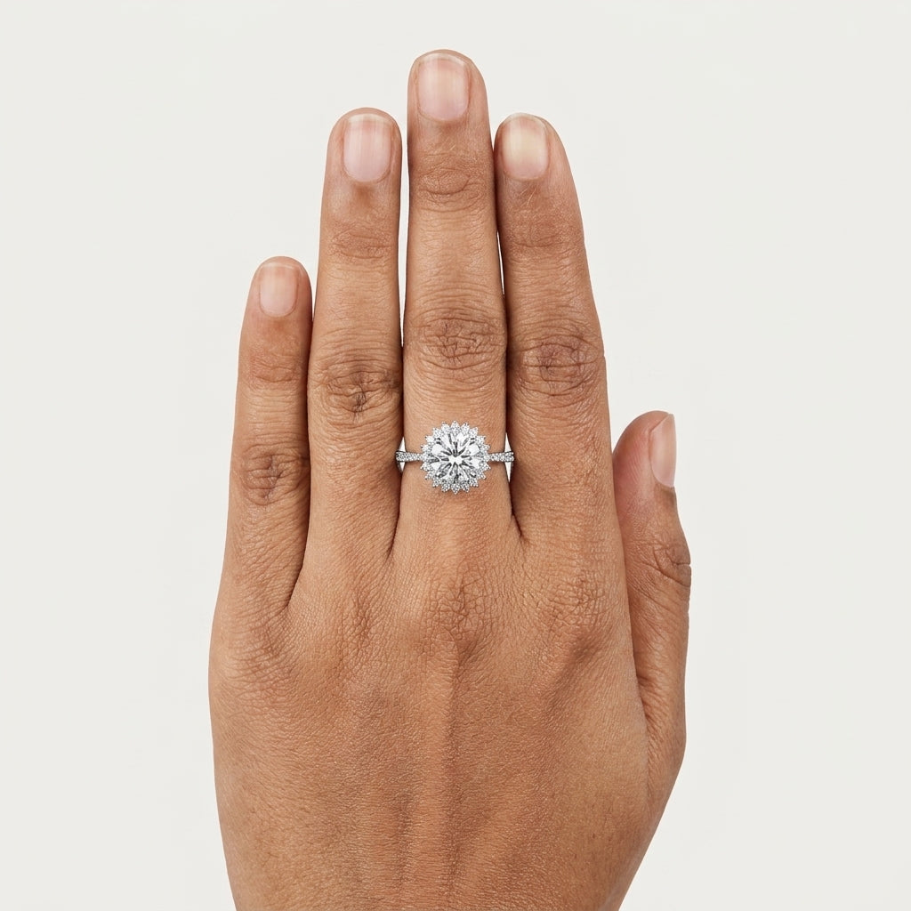Empress Halo Ring | Halo Crystal Statement Ring for Women | Elegant Solitaire Ring