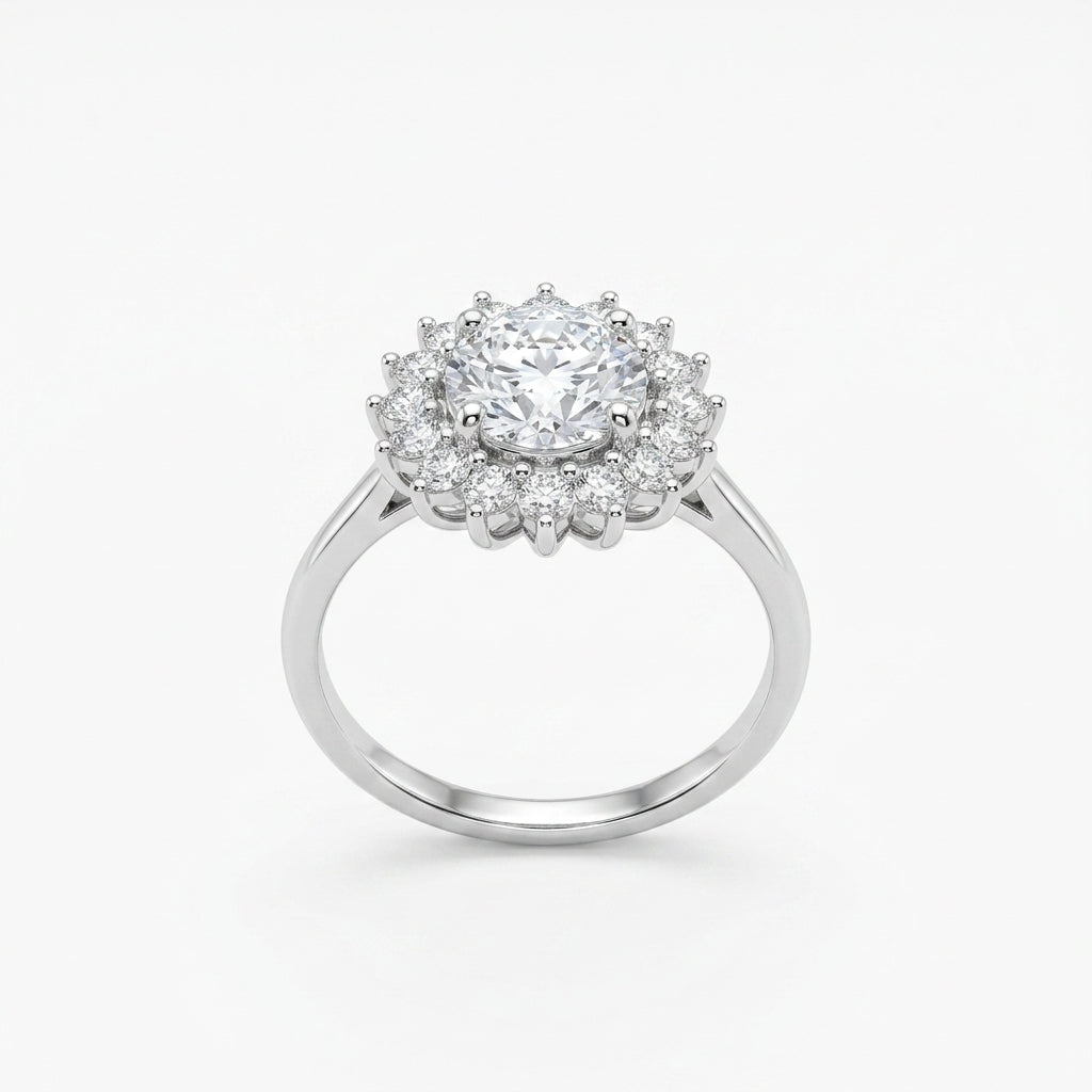 Empress Halo Ring | Halo Crystal Statement Ring for Women | Elegant Solitaire Ring