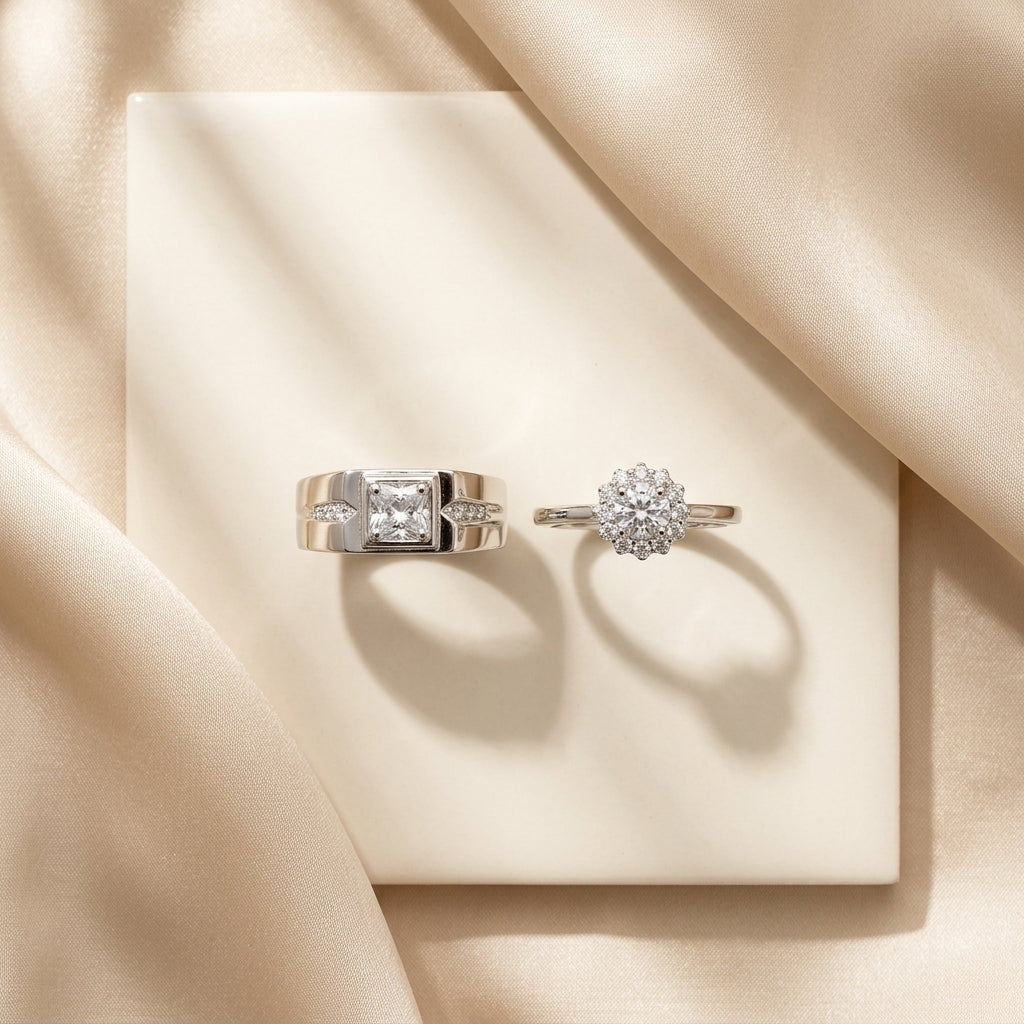 Eternal Spark Couple Ring Set | Premium Stainless Steel Matching Rings by VarnamAyira