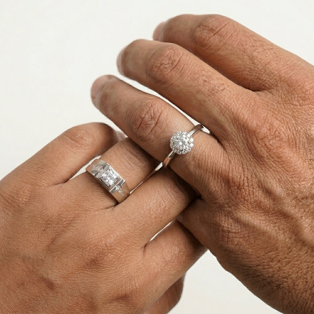 Eternal Spark Couple Ring Set | Premium Stainless Steel Matching Rings by VarnamAyira