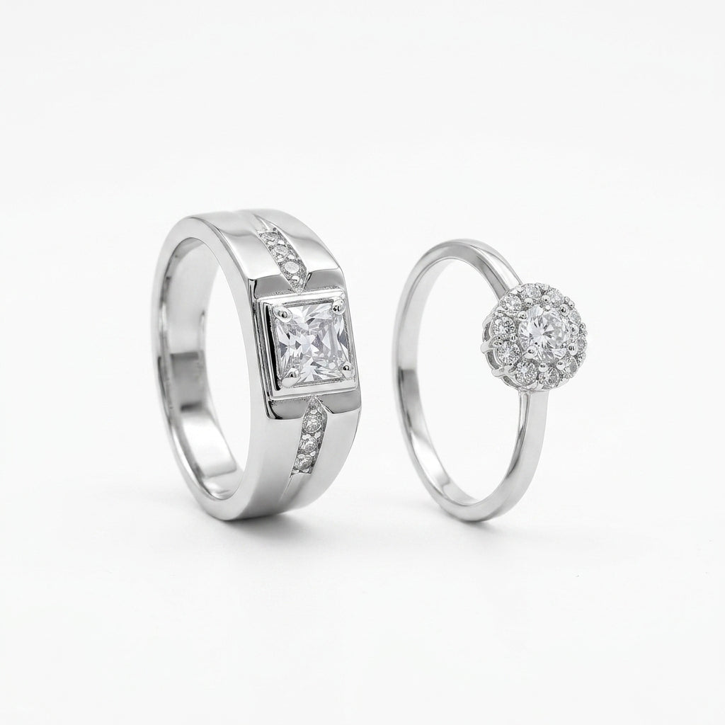 Eternal Spark Couple Ring Set | Premium Stainless Steel Matching Rings by VarnamAyira