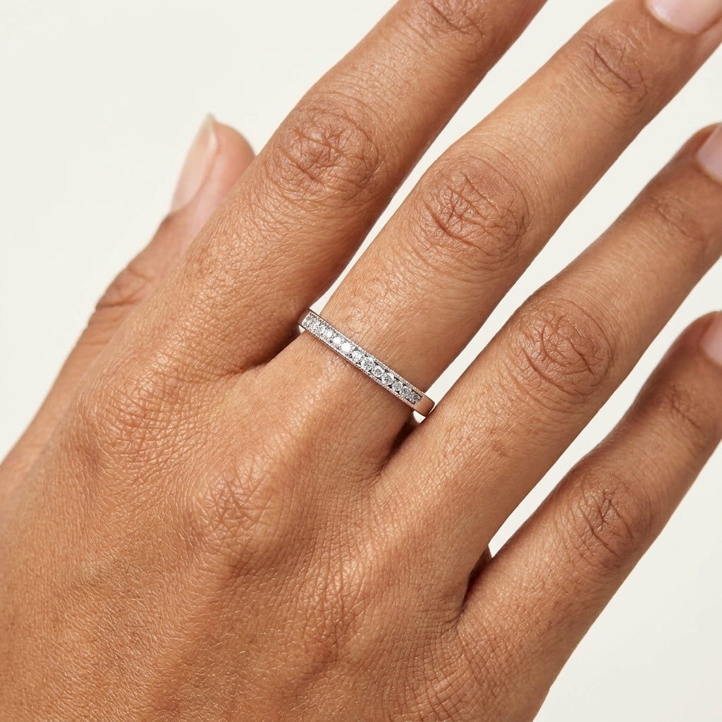 EverGlow Ring | Minimal Crystal Eternity Band Ring for Women | Stackable Everyday Ring