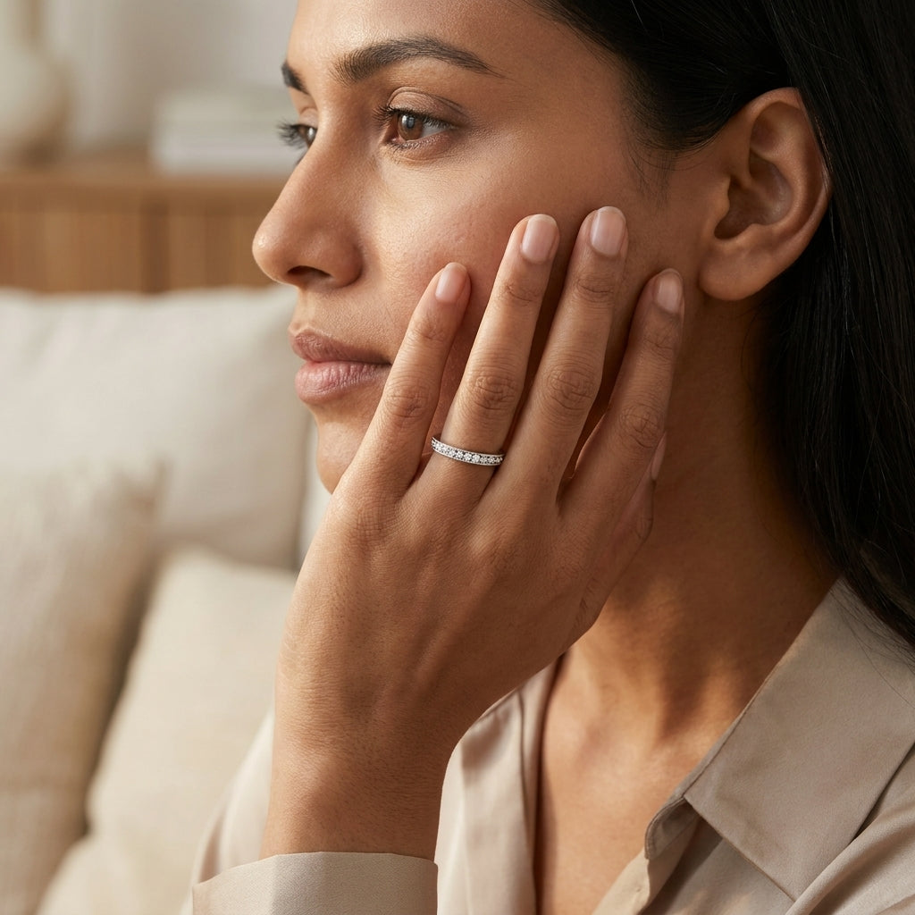 EverGlow Ring | Minimal Crystal Eternity Band Ring for Women | Stackable Everyday Ring