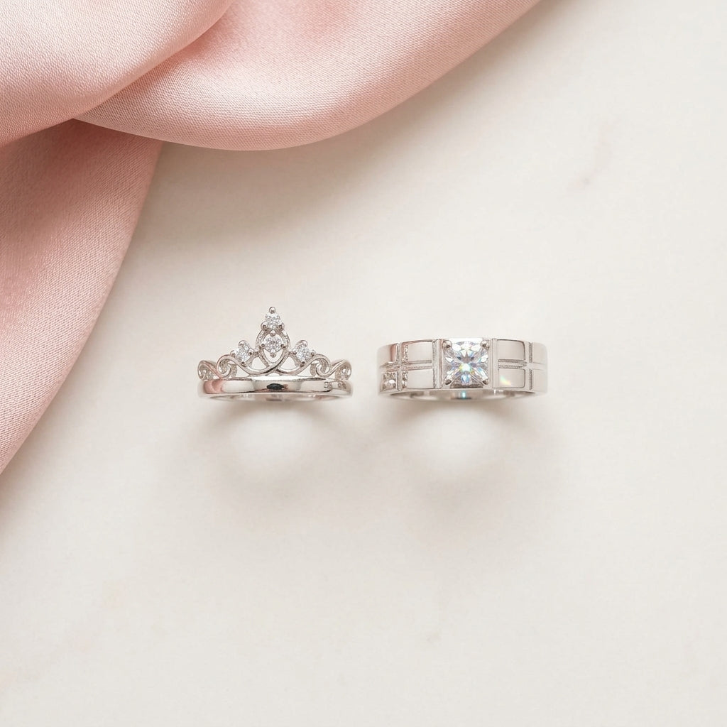 King & Queen Couple Rings | Royal Matching Rings for Couples by VarnamAyira