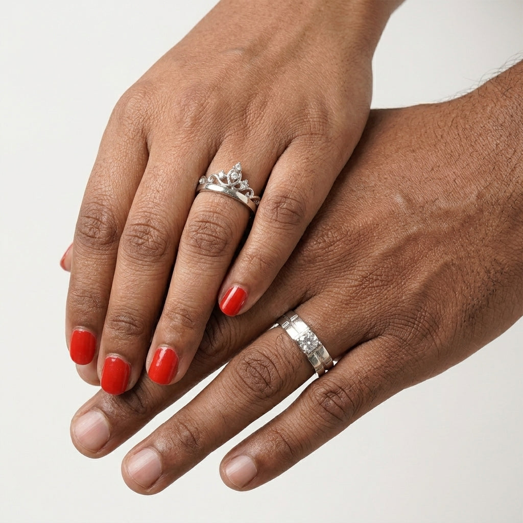 King & Queen Couple Rings | Royal Matching Rings for Couples by VarnamAyira
