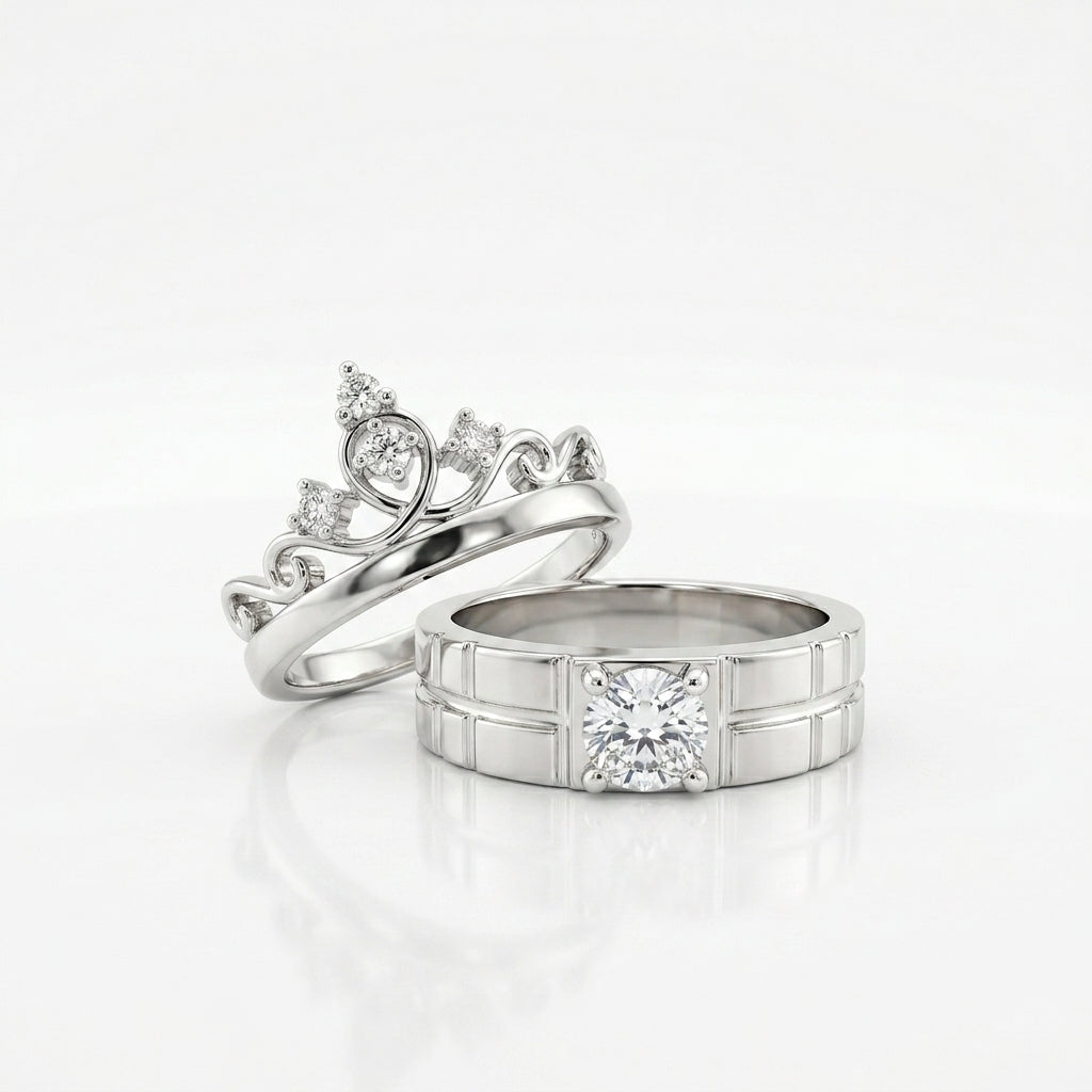 King & Queen Couple Rings | Royal Matching Rings for Couples by VarnamAyira