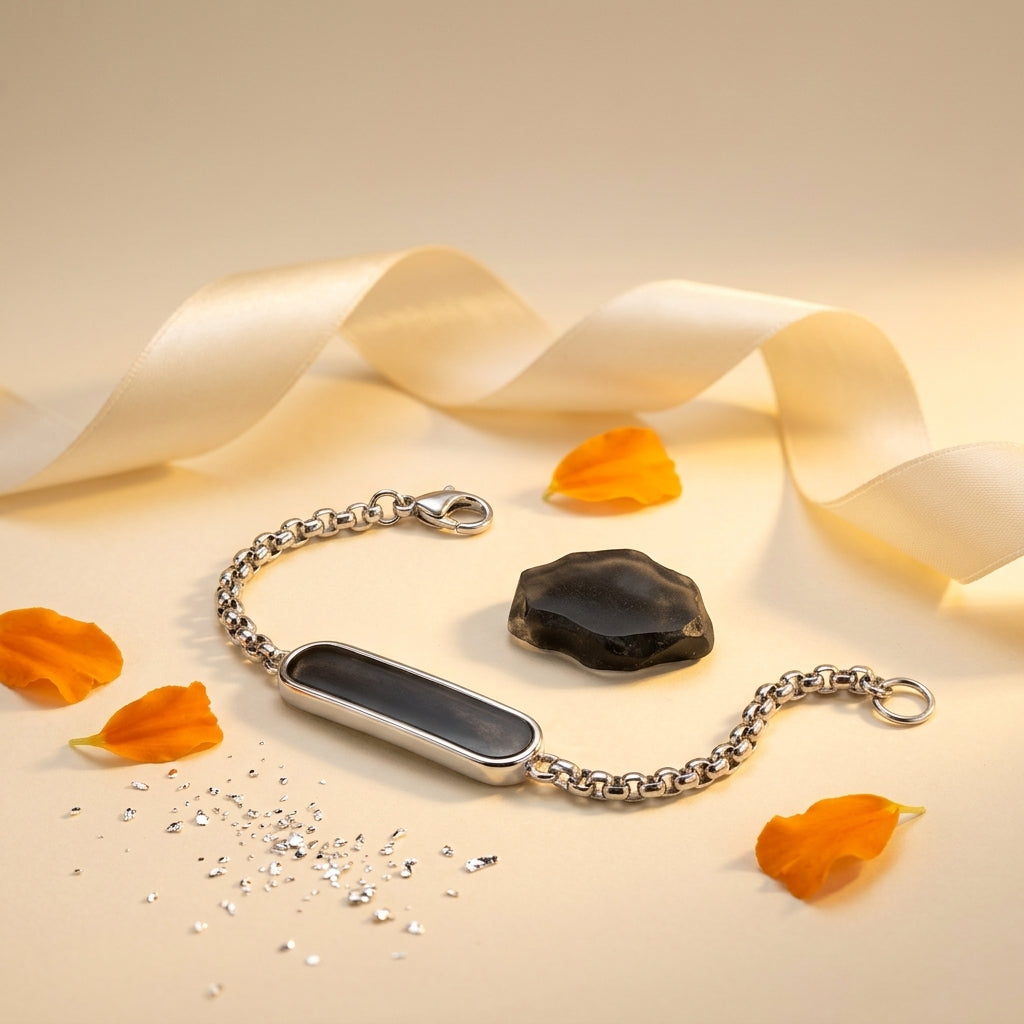 Obsidian Tag Bracelet | Premium Stainless Steel Black Tag Bracelet for Men