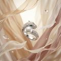 Pearl Panther Luxe Sliver Plated AD Ring | Luxury Animal-Inspired Pearl Statement Ring by VarnamAyira