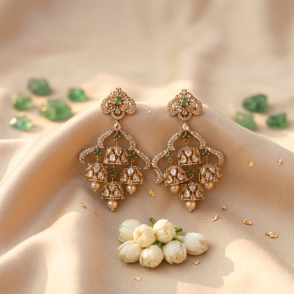 Rangmahal Jhumki | Premium Antique Gold Jhumka Earrings