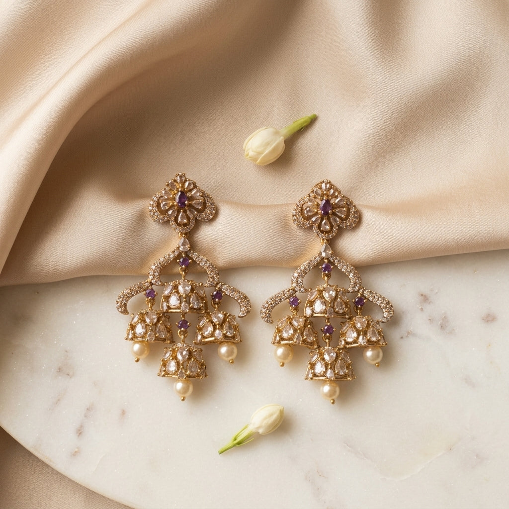 Rangmahal Jhumki | Premium Antique Gold Jhumka Earrings
