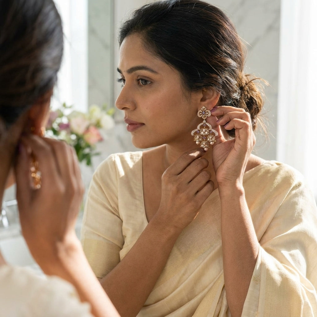 Rangmahal Jhumki | Premium Antique Gold Jhumka Earrings