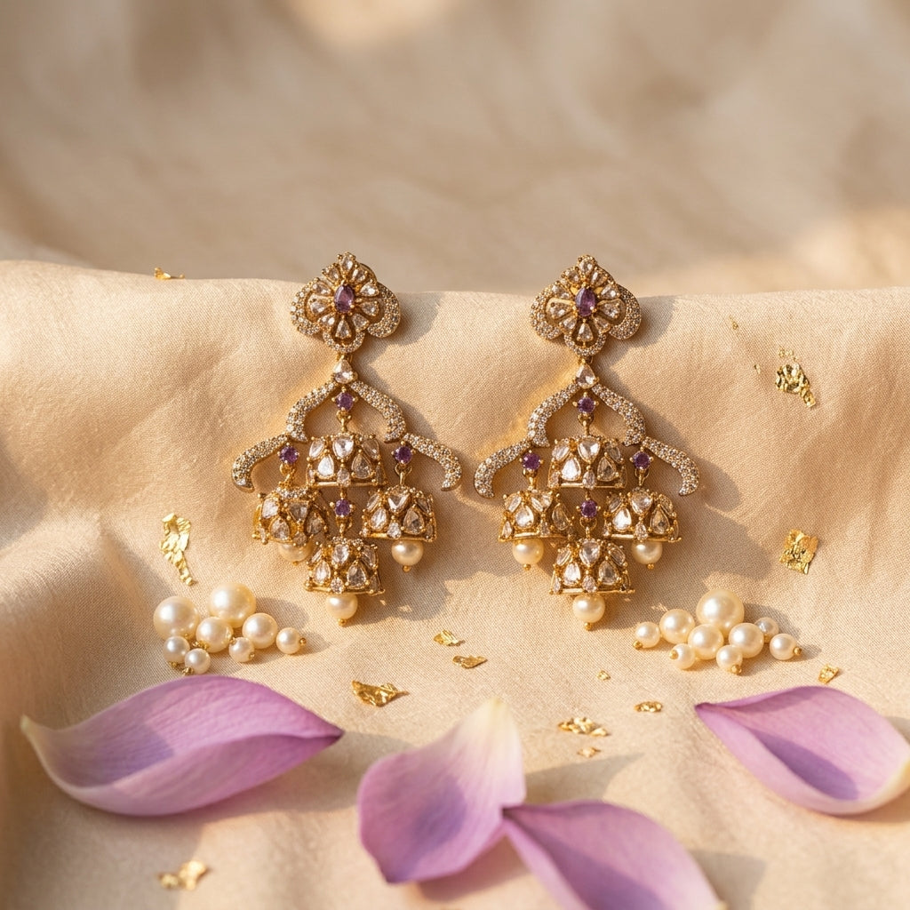 Rangmahal Jhumki | Premium Antique Gold Jhumka Earrings