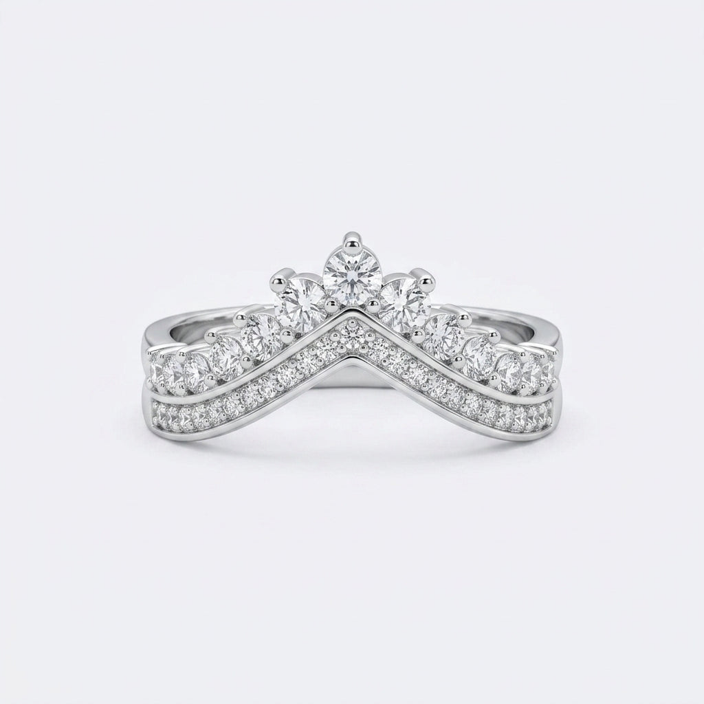 Royal Crest Ring | Silver Plated Crown-Inspired Crystal Ring for Women | Elegant Statement Ring