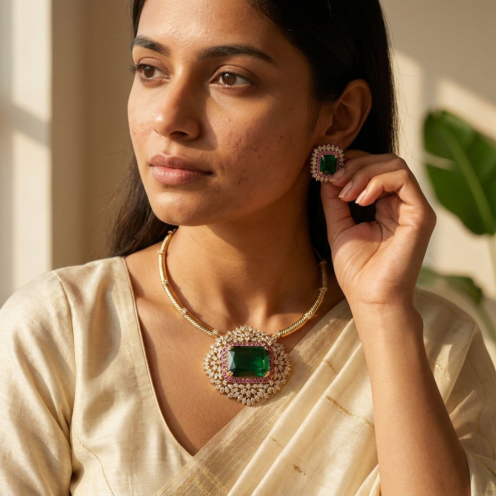 Swathi Royale Hasli Necklace Set | Premium AD Statement Jewellery | VarnamAyira