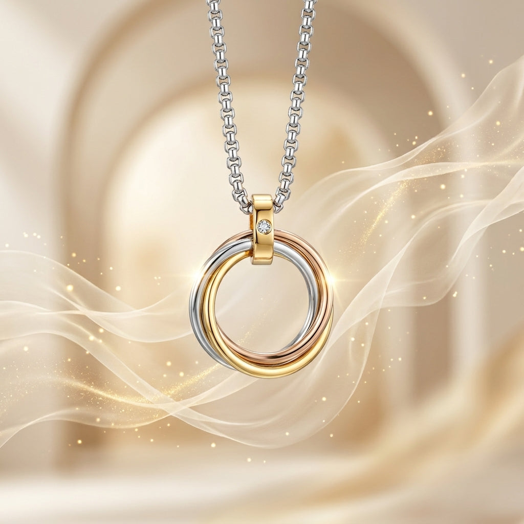 Titan Orbit Men’s Dual Tone Pendant Chain | Stainless Steel Luxury Necklace by VarnamAyira