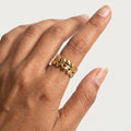 Auréline Laurel Ring in Gold Finish | Luxury Botanical Statement Ring by VarnamAyira