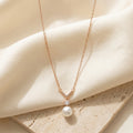 Auréline Pearl V Necklace in Rose Gold Finish | Luxury Crystal Pearl Pendant by VarnamAyira