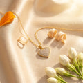 Aurielle Pavé Heart Necklace in Gold Finish | Premium Crystal Heart Pendant by VarnamAyira