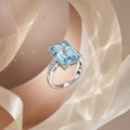 Celestia Ice Blue AD Stone Ring | Luxury Emerald-Cut Crystal Ring by VarnamAyira