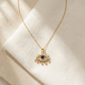 Élysia Sapphire Evil Eye Necklace in Gold Finish | Luxury Nazar Protection Pendant by VarnamAyira