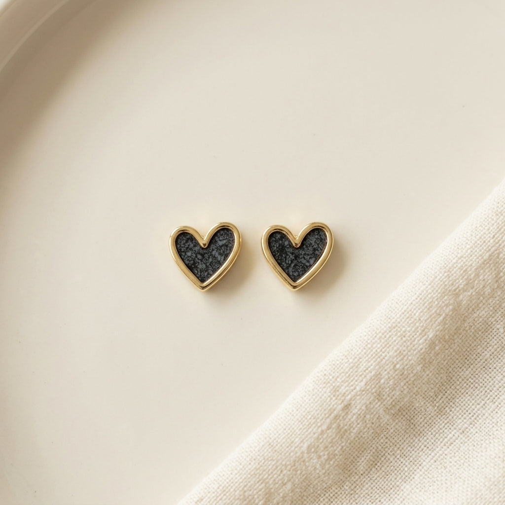 Midnight Heart Studs