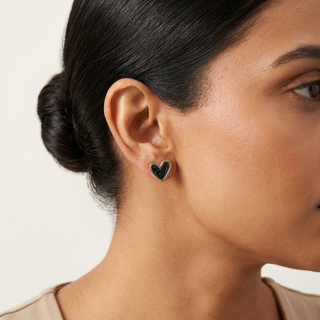 Midnight Heart Studs