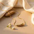 Veloura Sculpt Necklace in Gold Finish | Minimal Luxury Statement Necklace by VarnamAyira