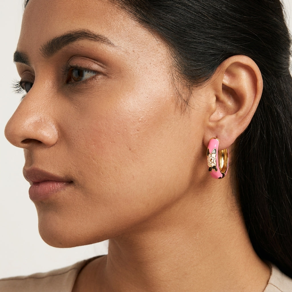 Blush Bunny Hoop Earrings