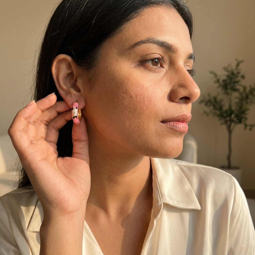Blush Bunny Hoop Earrings