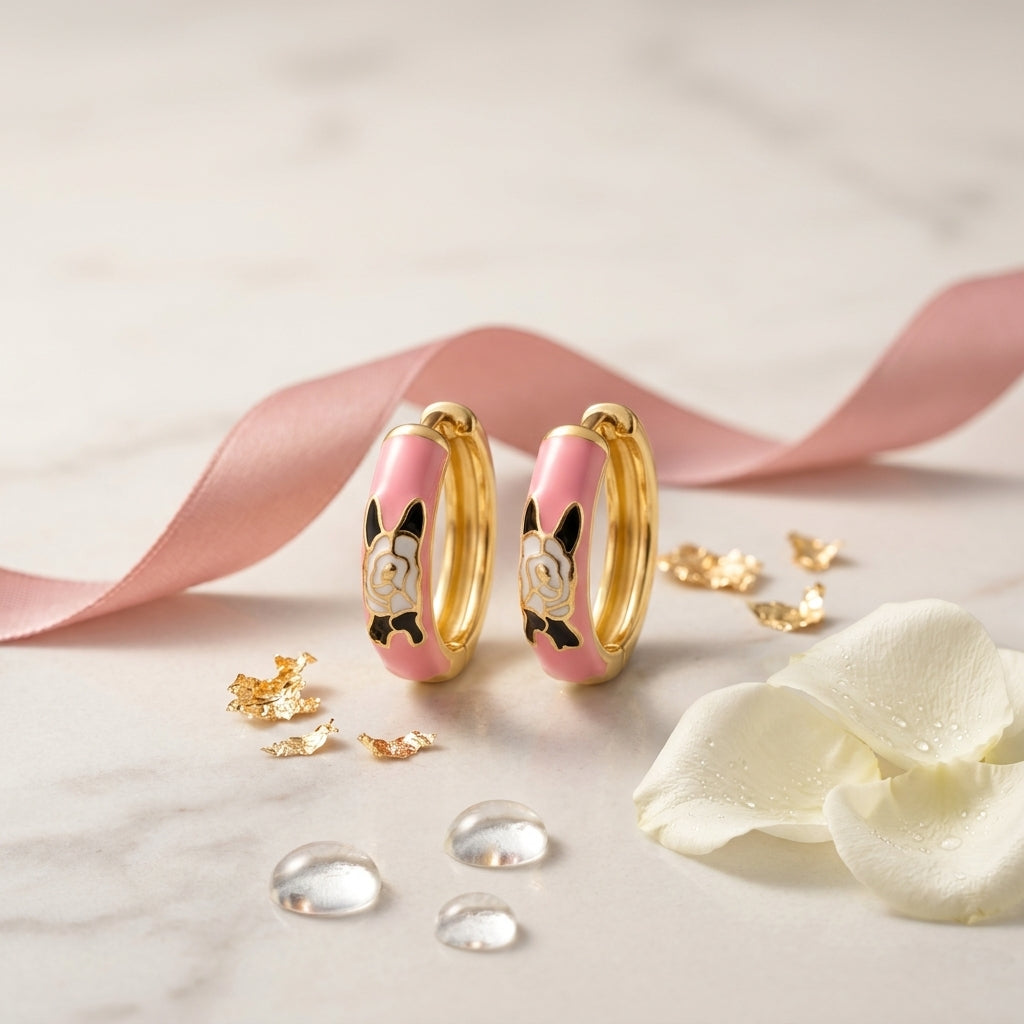 Blush Bunny Hoop Earrings