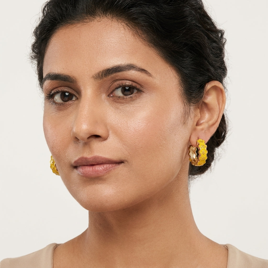 Sunflower Bloom Hoop Earrings