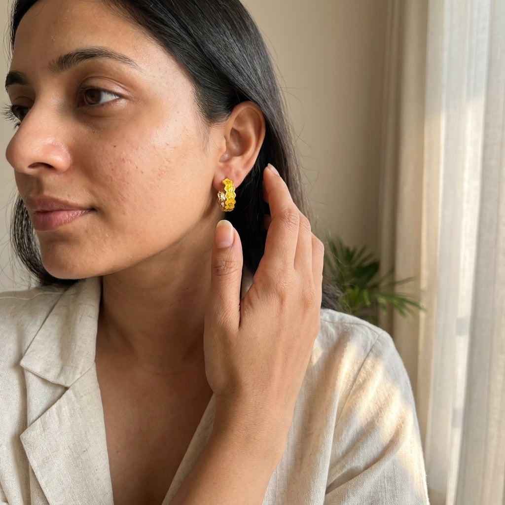 Sunflower Bloom Hoop Earrings