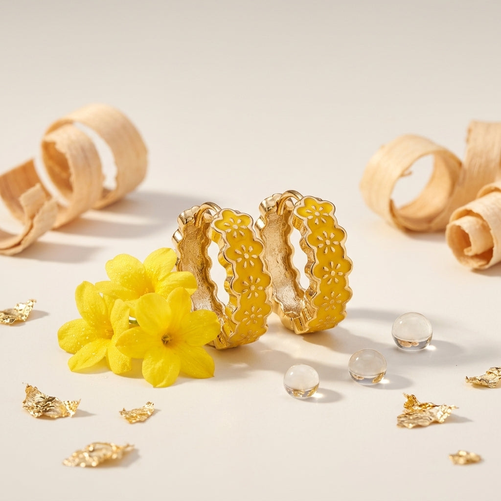 Sunflower Bloom Hoop Earrings