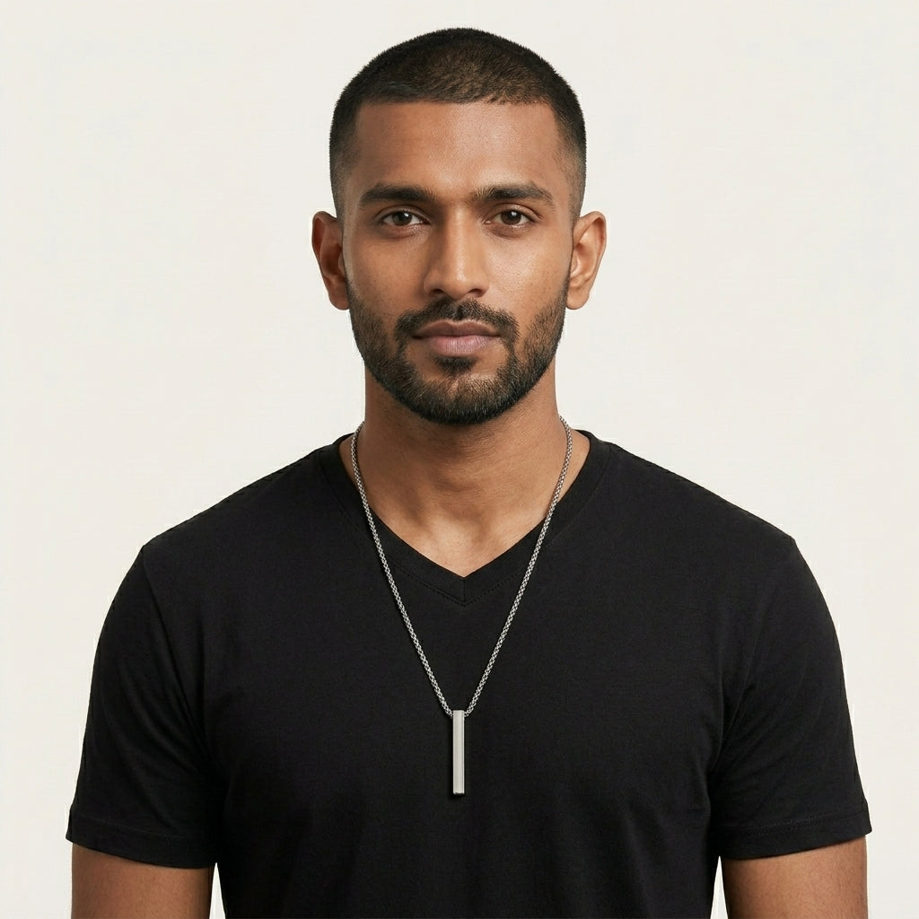 Vertex Crystal Pendant Chain for Men | Premium Stainless Steel Necklace by VarnamAyira