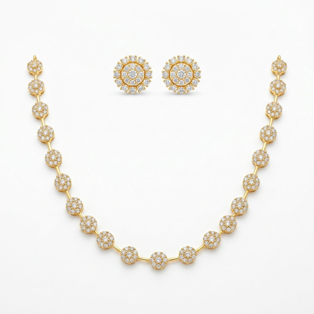 Helen Blossom Necklace Set | Premium Floral AD Necklace | VarnamAyira