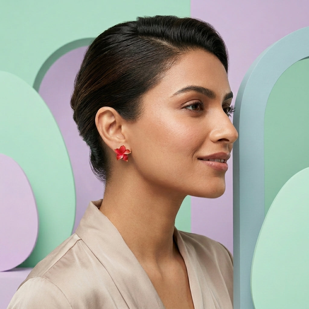 Crimson Bloom Studs