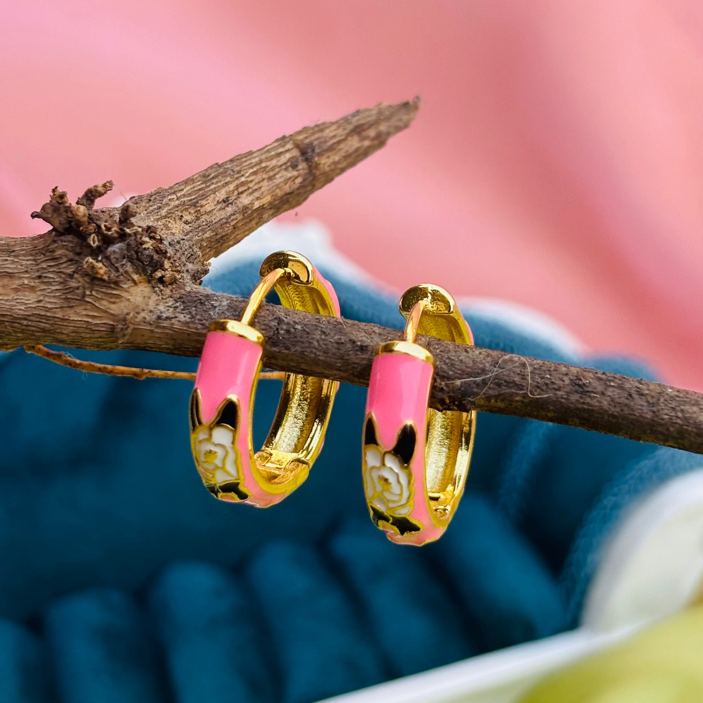Blush Bunny Hoop Earrings