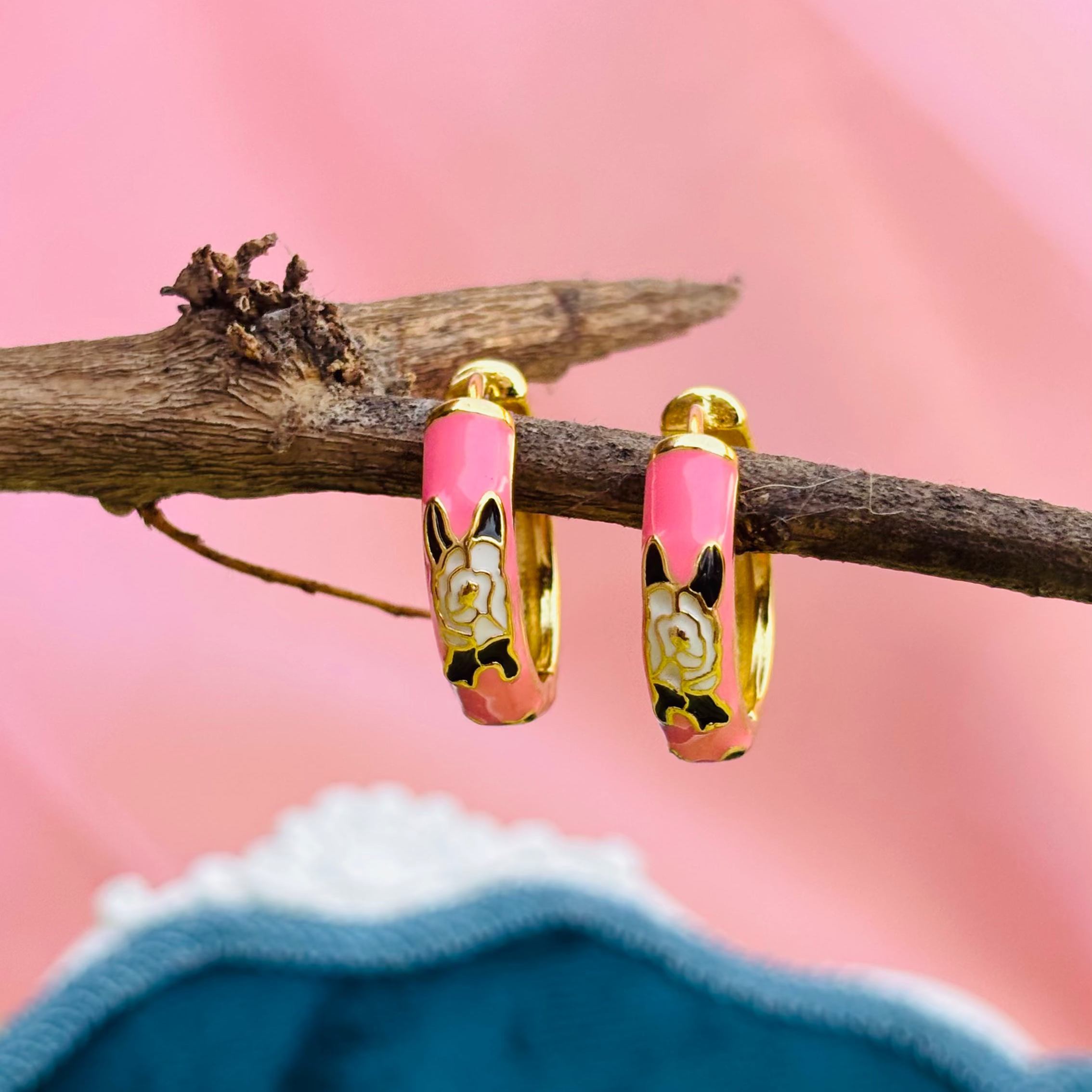 Blush Bunny Hoop Earrings